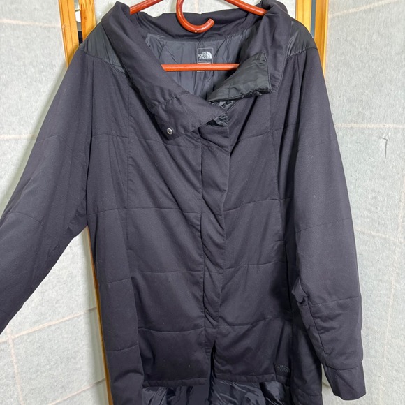 The North Face Black Pseudio Parka Long Jacket Women's XL Cowl Performance $149 - Picture 1 of 9